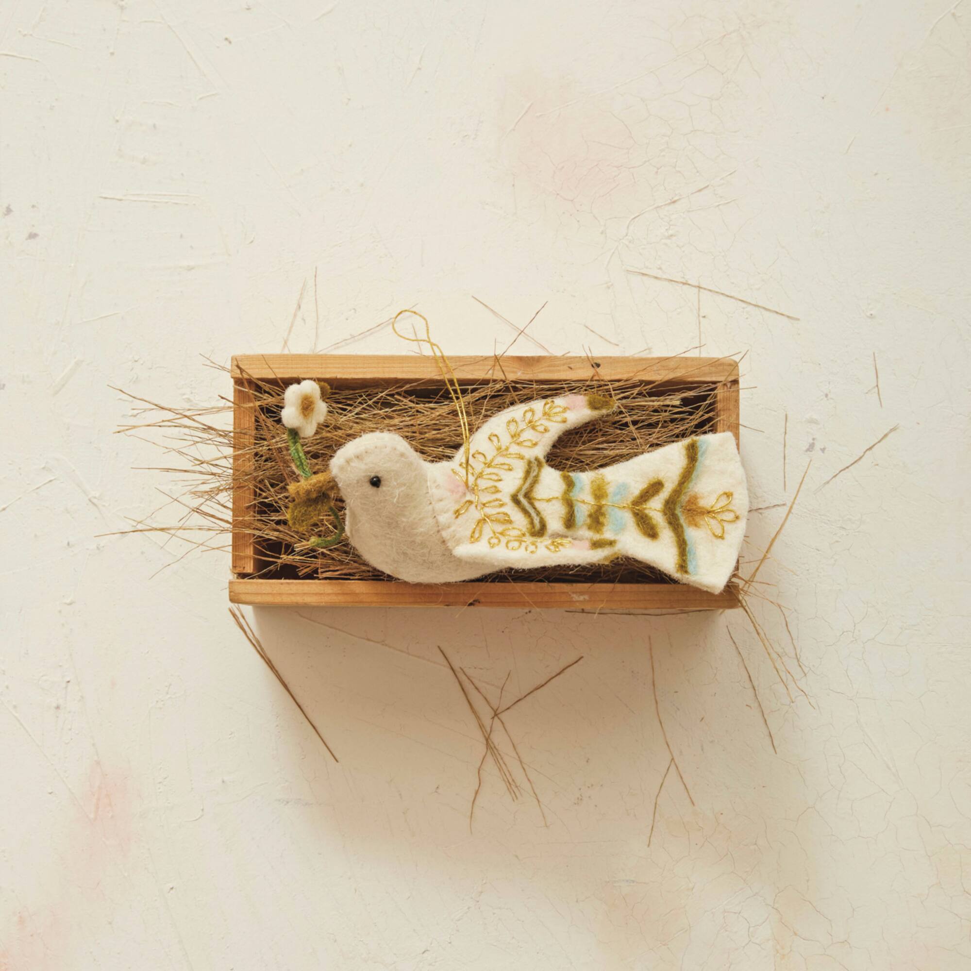Hello Honey® 6" Embroidered Dove Wool Felt Ornament